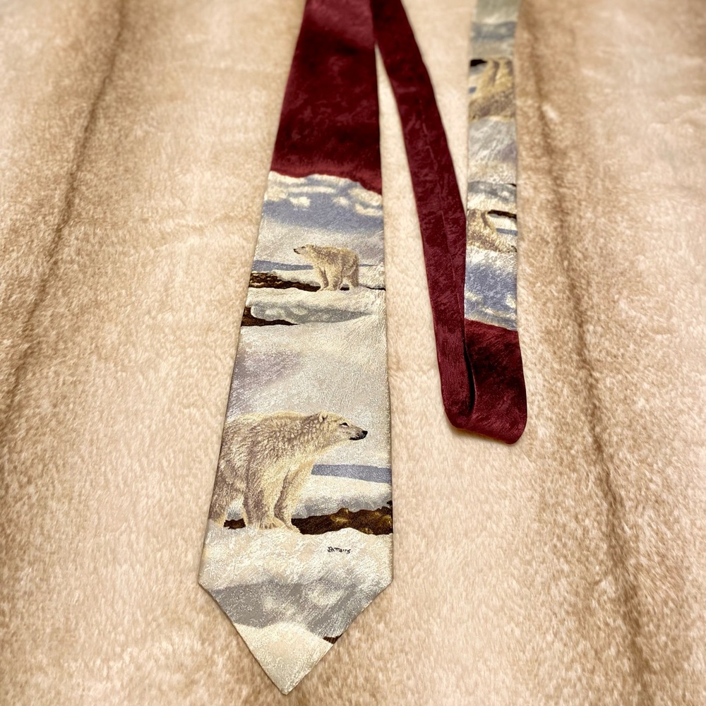 Bear Pattern silk Tie by Bonnie Marris - Picture 4 of 11